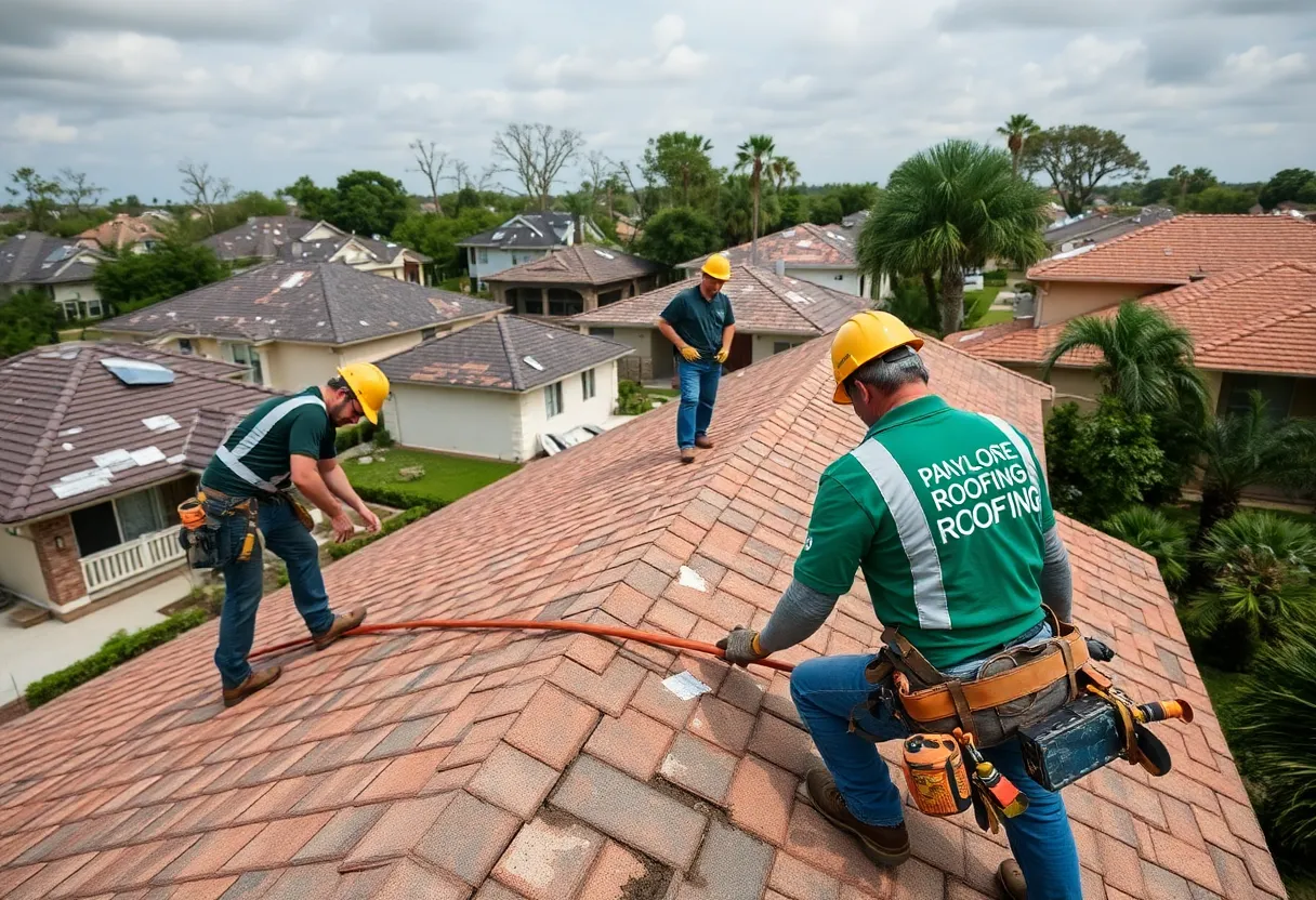 Team repairing a storm-damaged roof in Georgetown, Texas
