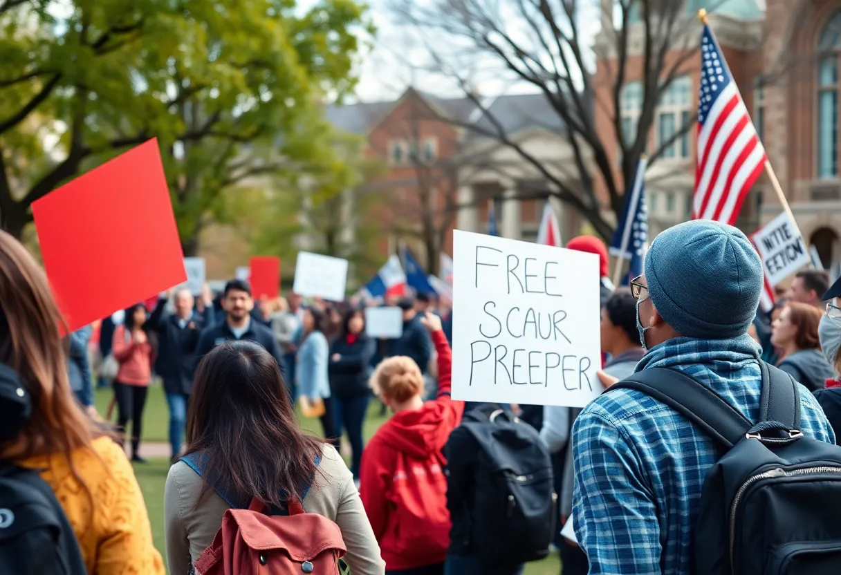 Protest imagery at Georgetown University related to political activism.