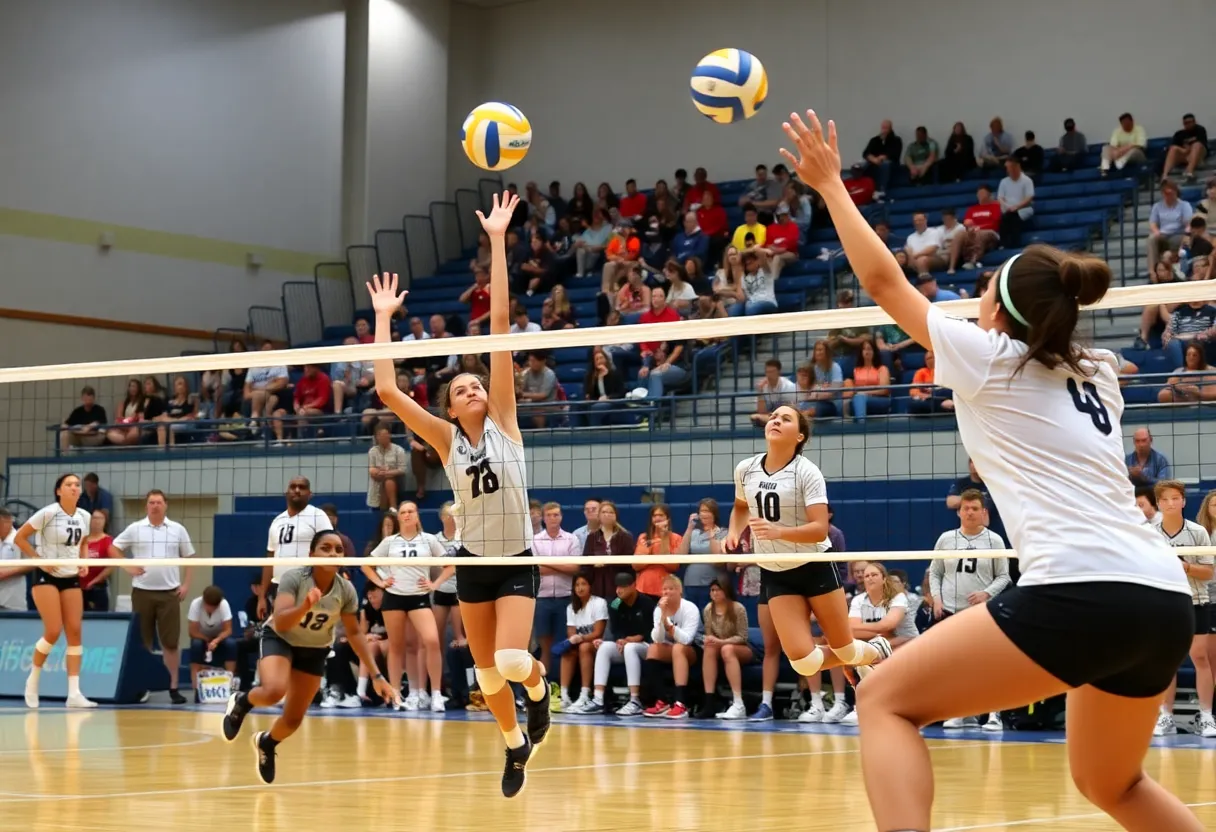Georgetown women's volleyball team playing against Charleston Southern
