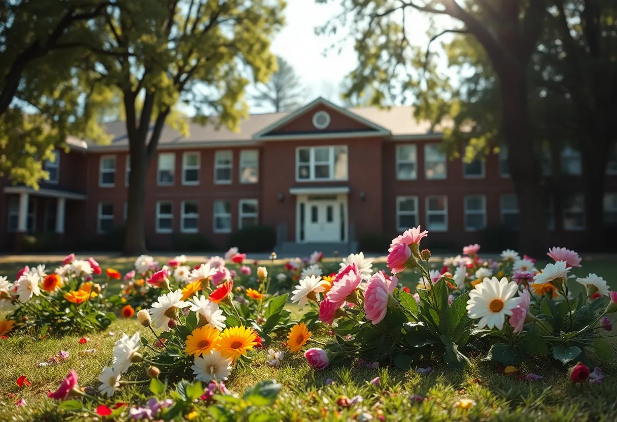 Memorial tribute for an educator in a peaceful school setting