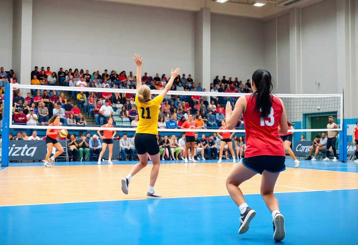 Volleyball match between Johnson Jaguars and Georgetown Eagles