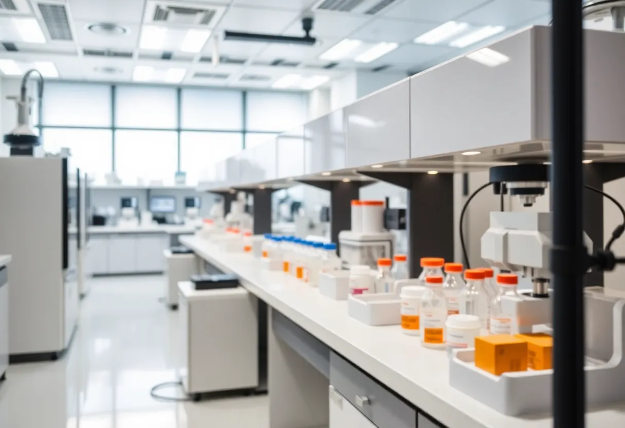 An advanced pharmaceutical laboratory featuring KinetiSol Technology.
