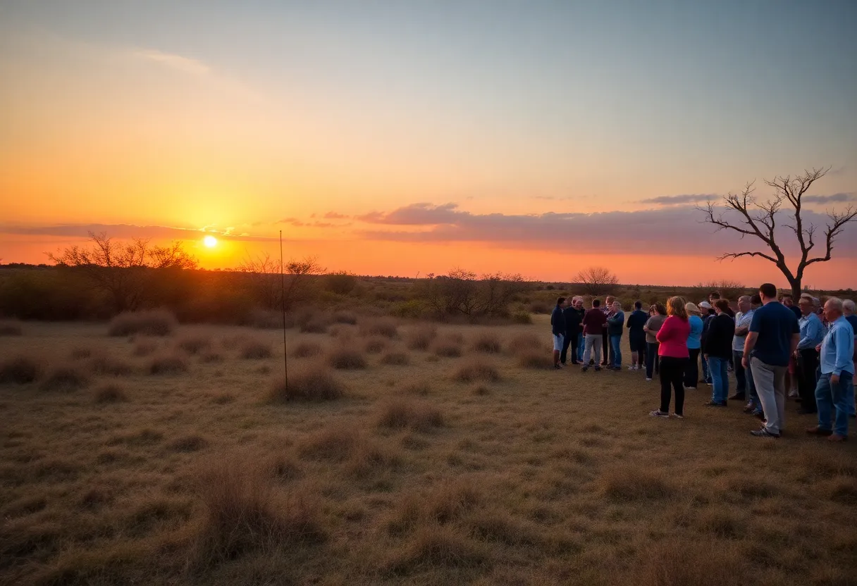 Community gathering in Oatmeal, Texas, honoring local icons
