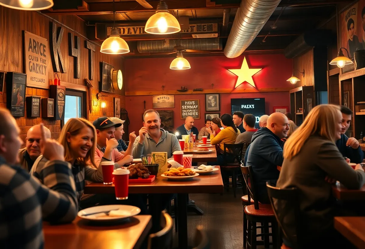Interior of Smokey Mo's BBQ with customers dining