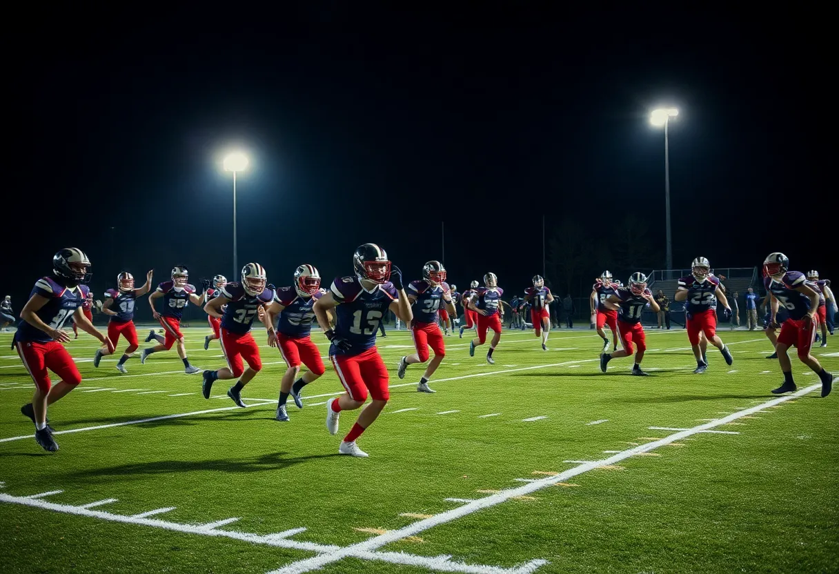 Players in action during a Texas high school football game