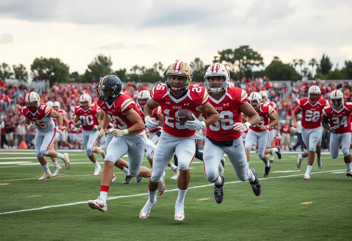 Texas Lutheran Bulldogs football players in action during a game