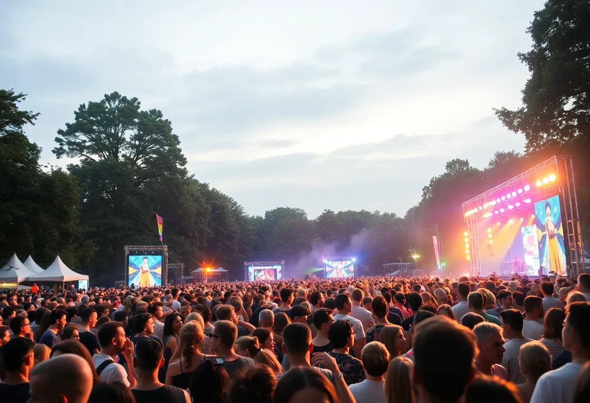 A vibrant crowd enjoying performances at the ACL Music Festival in Austin.
