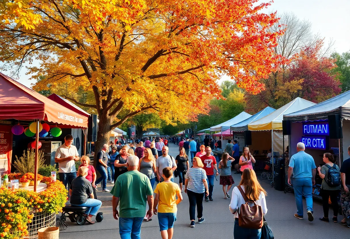 People enjoying fall festivities in Austin