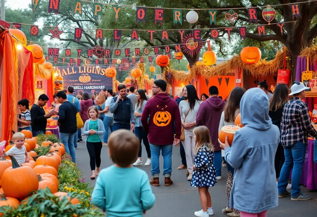 Families enjoying Halloween festivities in Austin