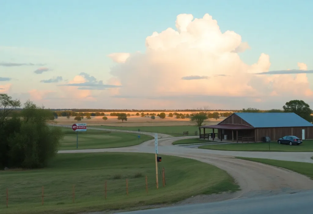 A peaceful landscape of Buckholts, Texas, honoring the legacy of Dr. Gwendolyn Lewis Hauk.