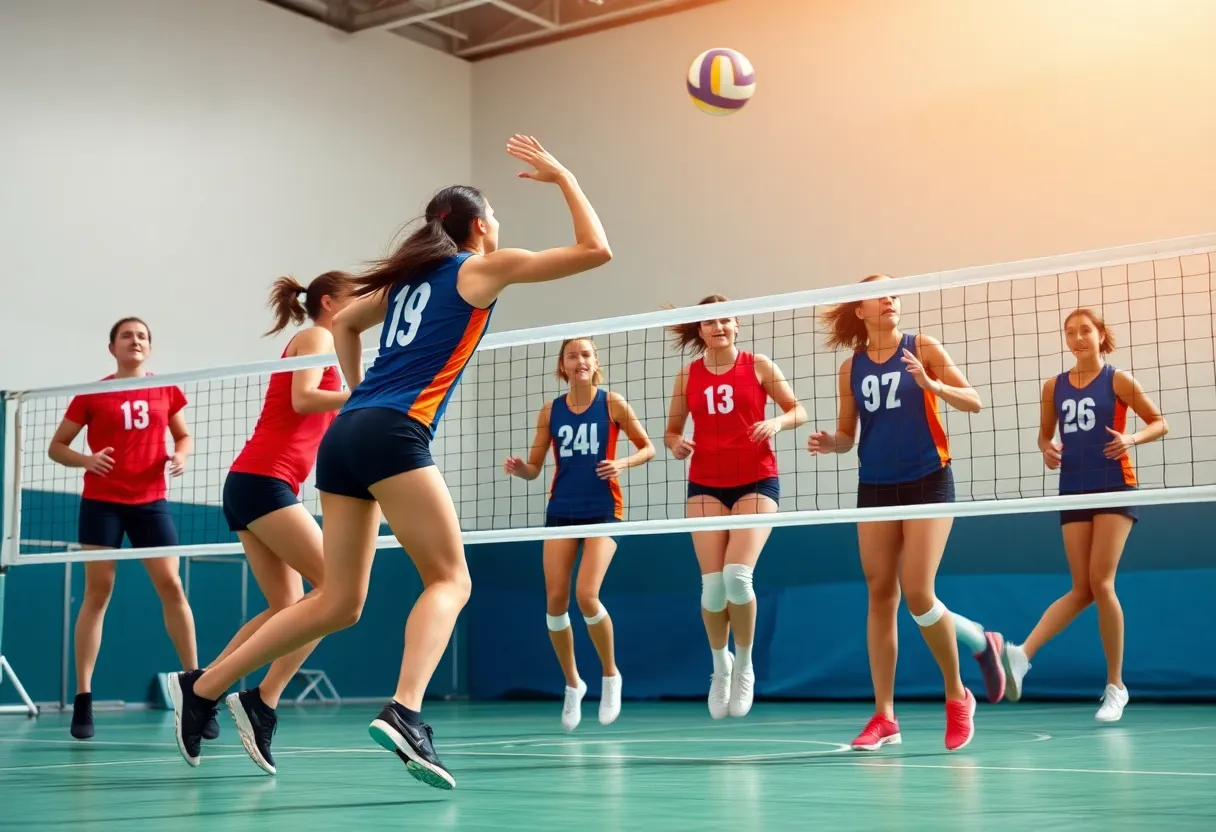 Cedar Park Timberwolves playing volleyball