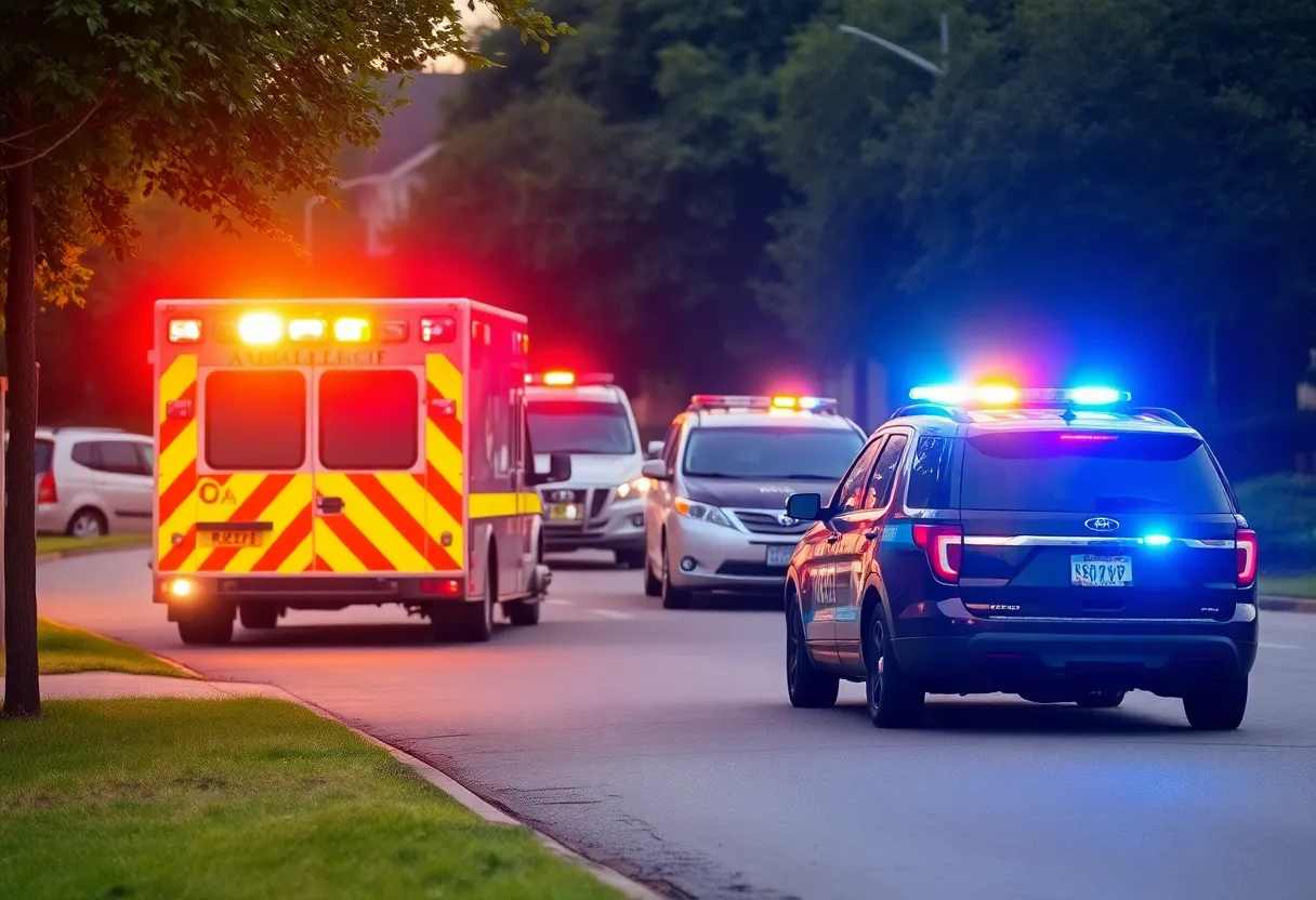 Emergency vehicles responding to a roadside accident in Clear Lake