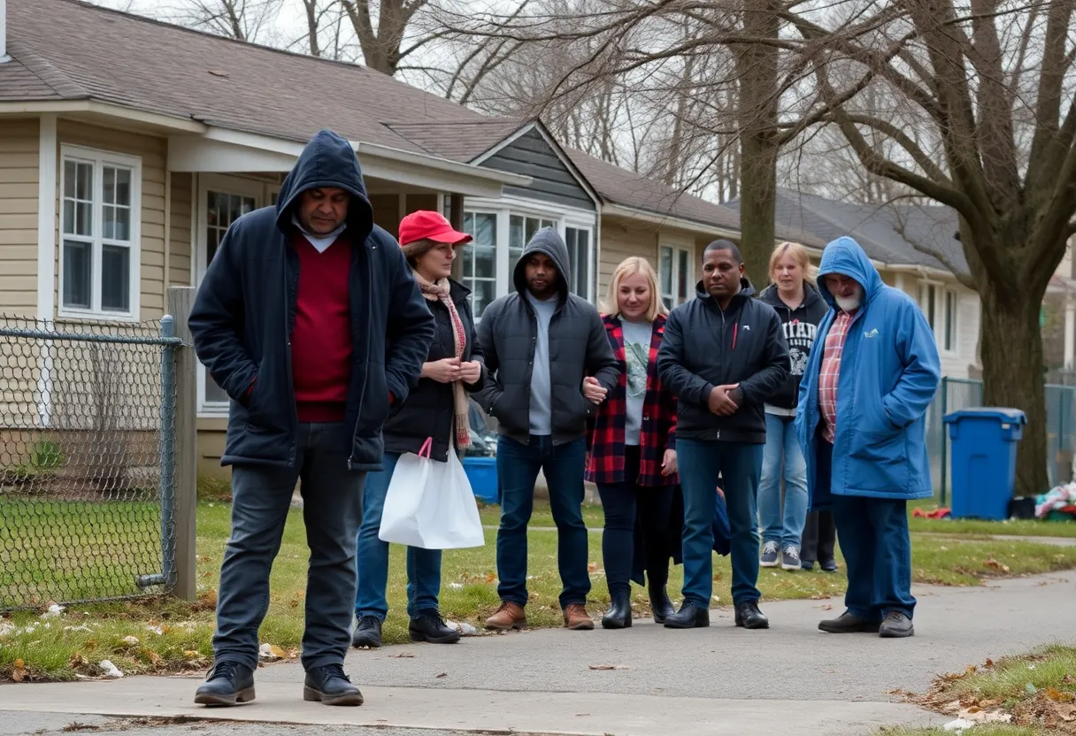 Somber atmosphere depicting community concern over drug abuse