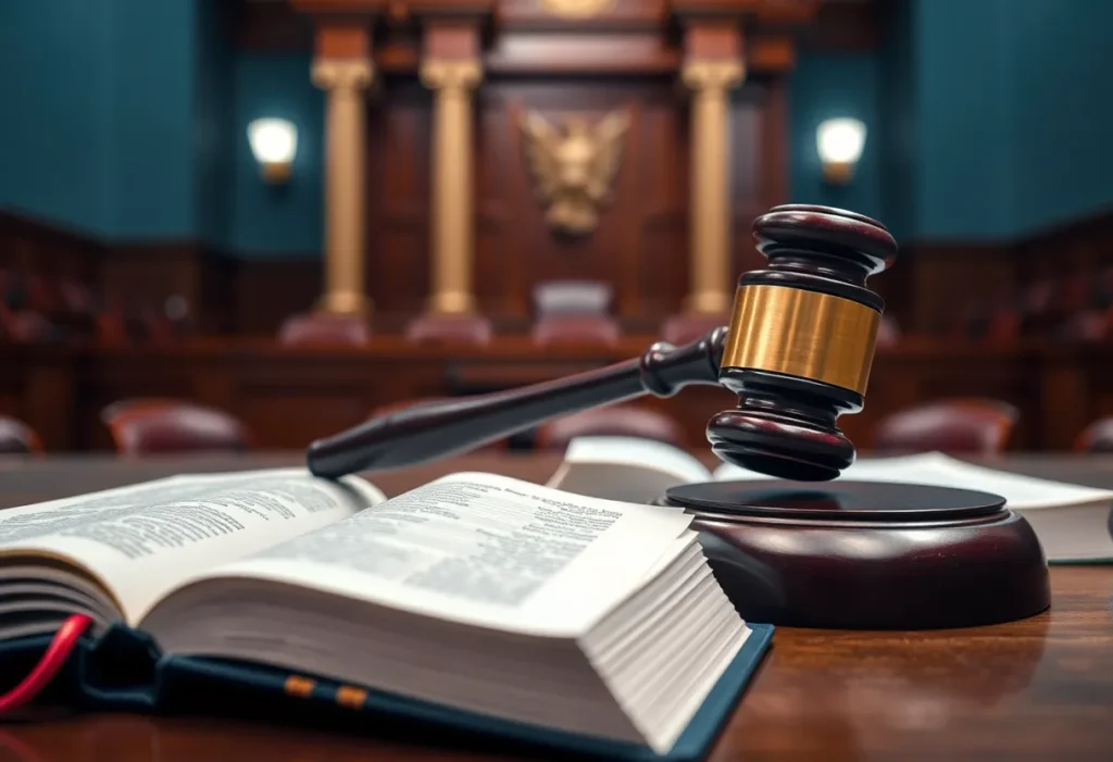 Image of a courtroom symbolizing justice