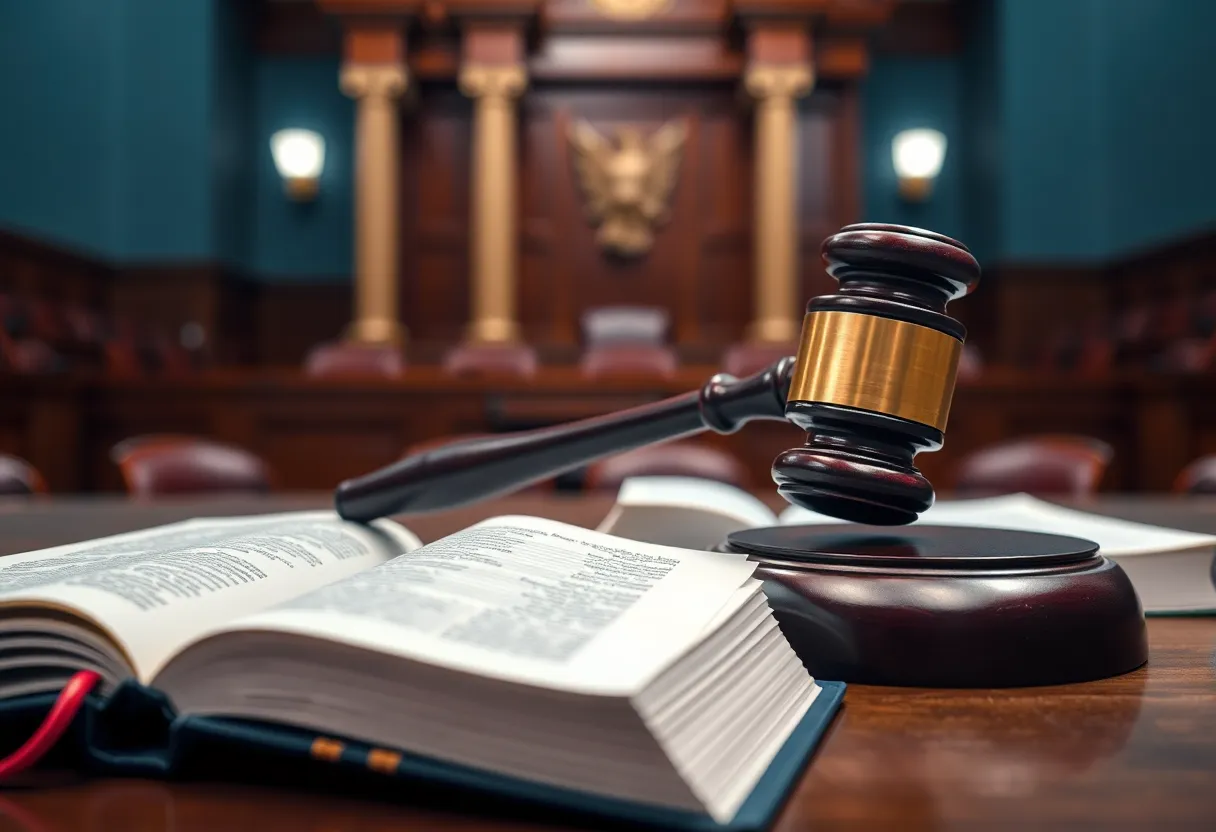 Image of a courtroom symbolizing justice