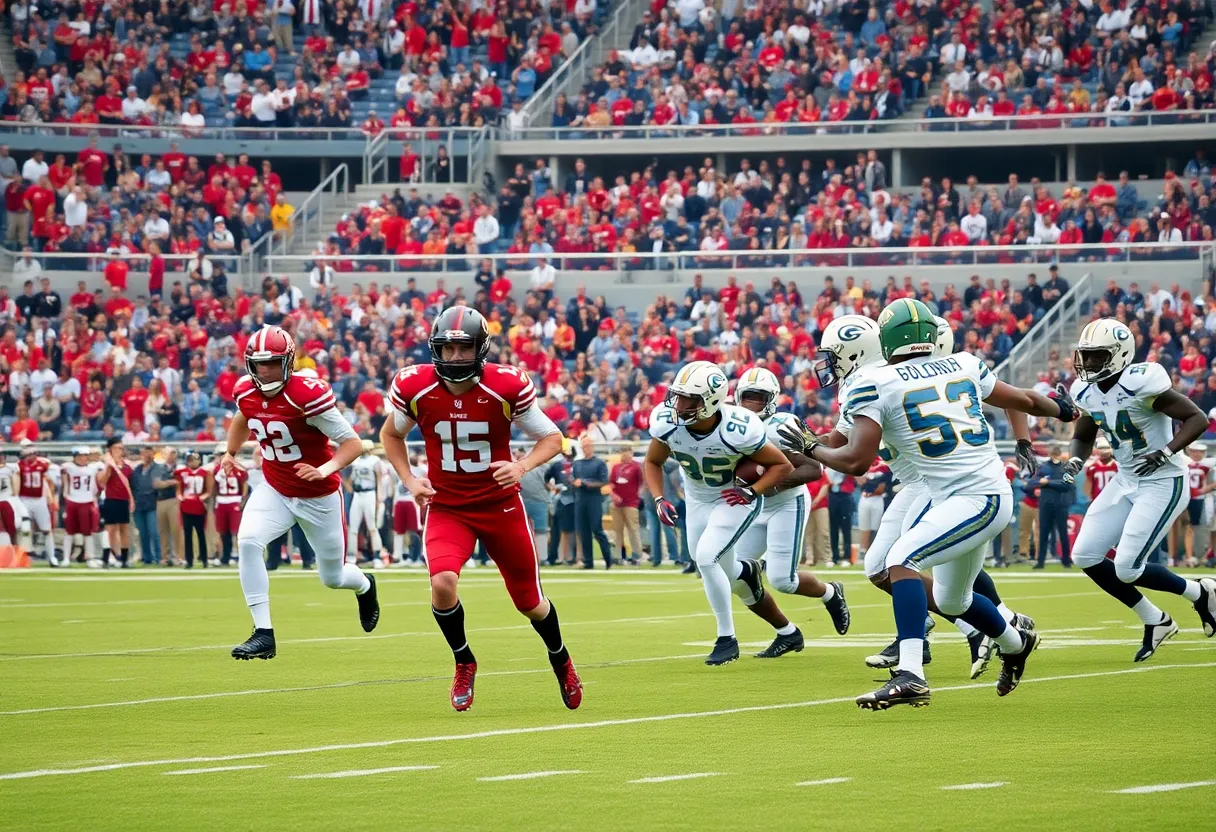 East View Patriots facing Georgetown Eagles on the football field