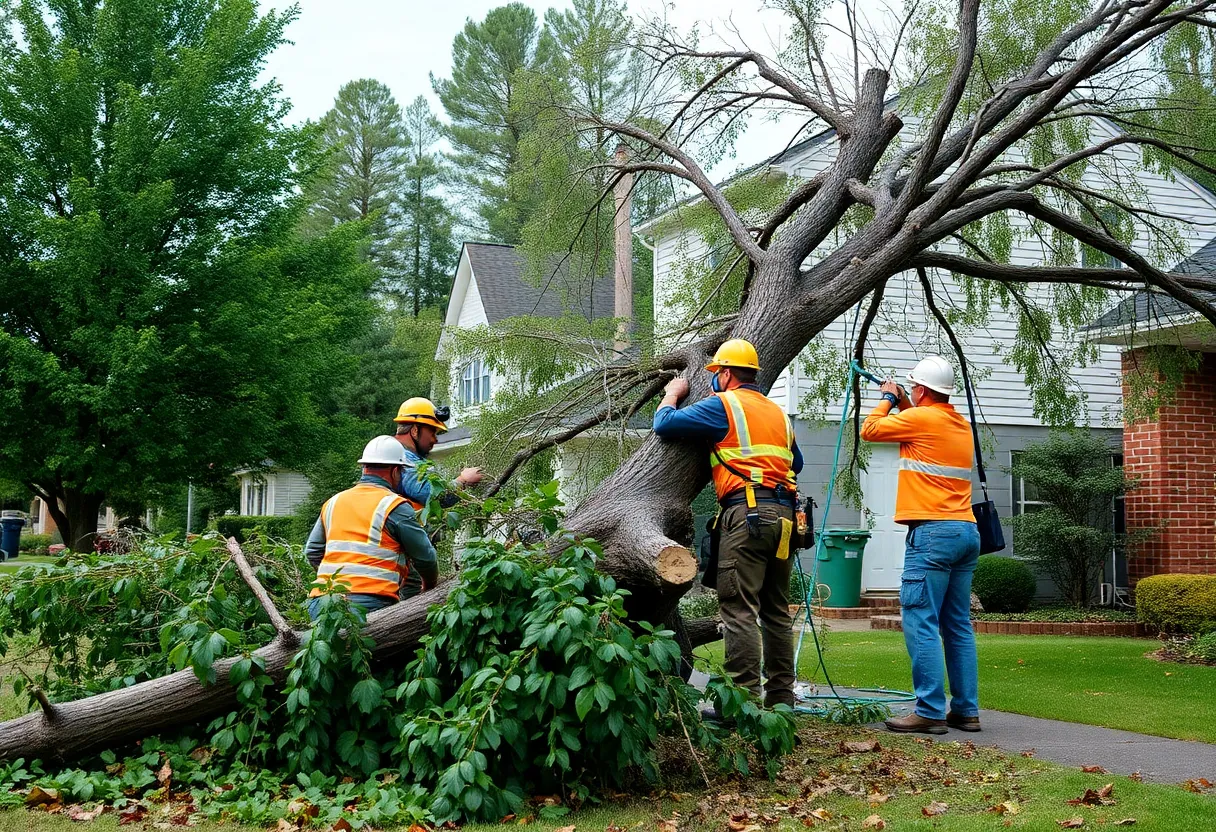 PRV Tree Service team performing emergency tree removal
