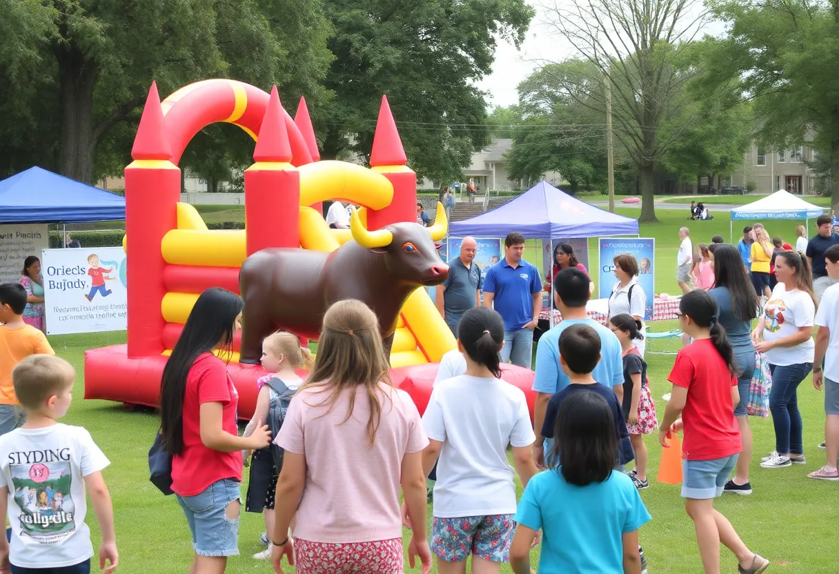 Families enjoying activities at Florence National Night Out event