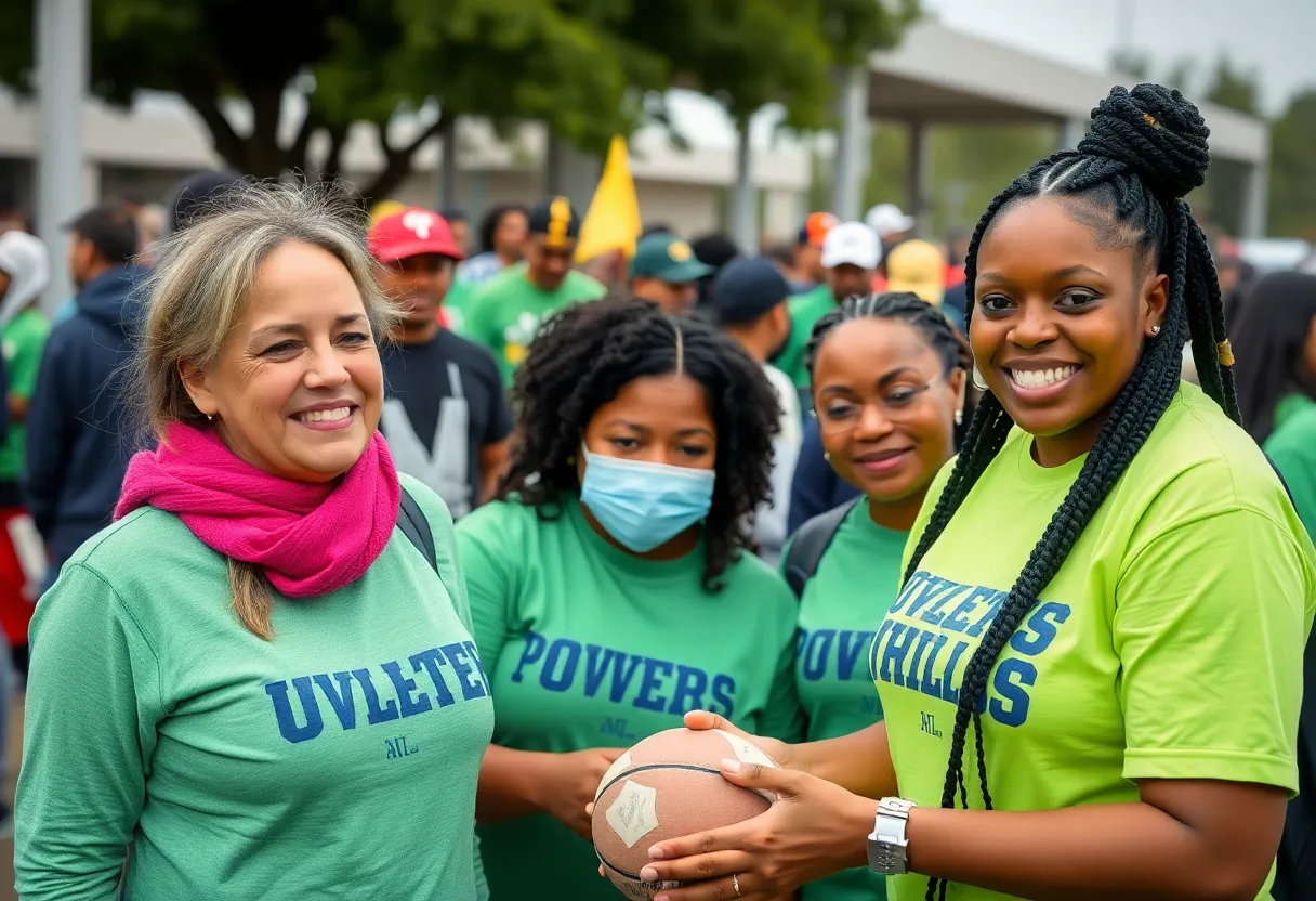 Residents of Georgetown volunteering during flood recovery efforts