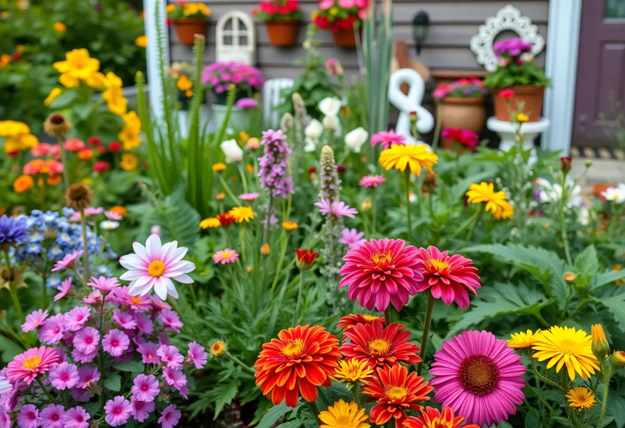 Beautiful garden showcasing diverse flowers and plants