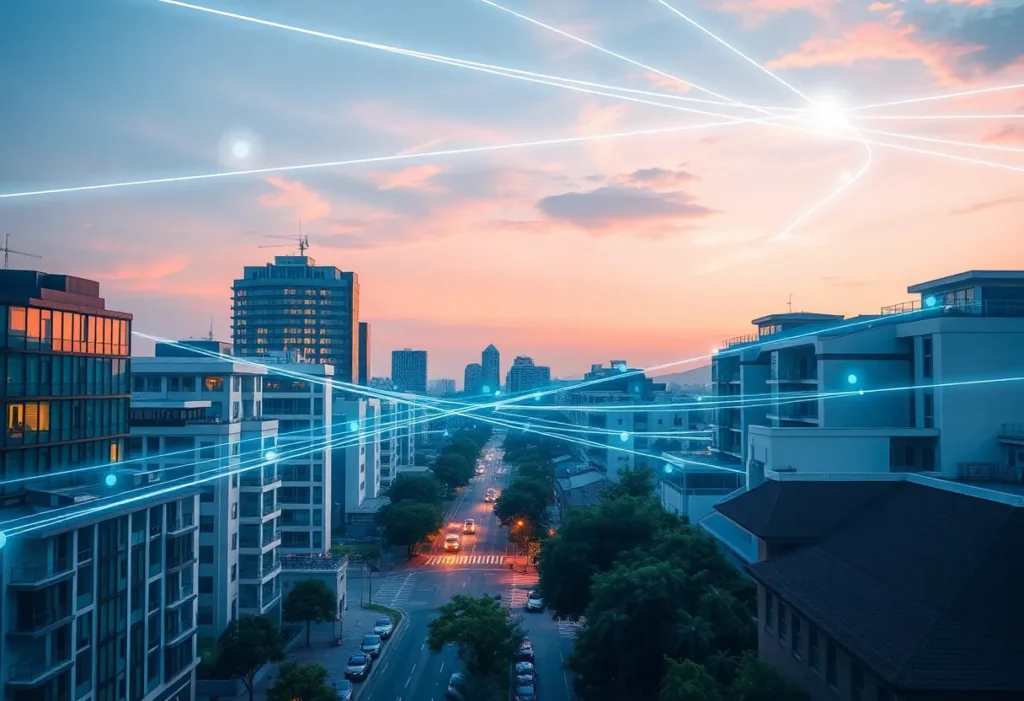 Digital cityscape of Georgetown showcasing GFiber's internet services