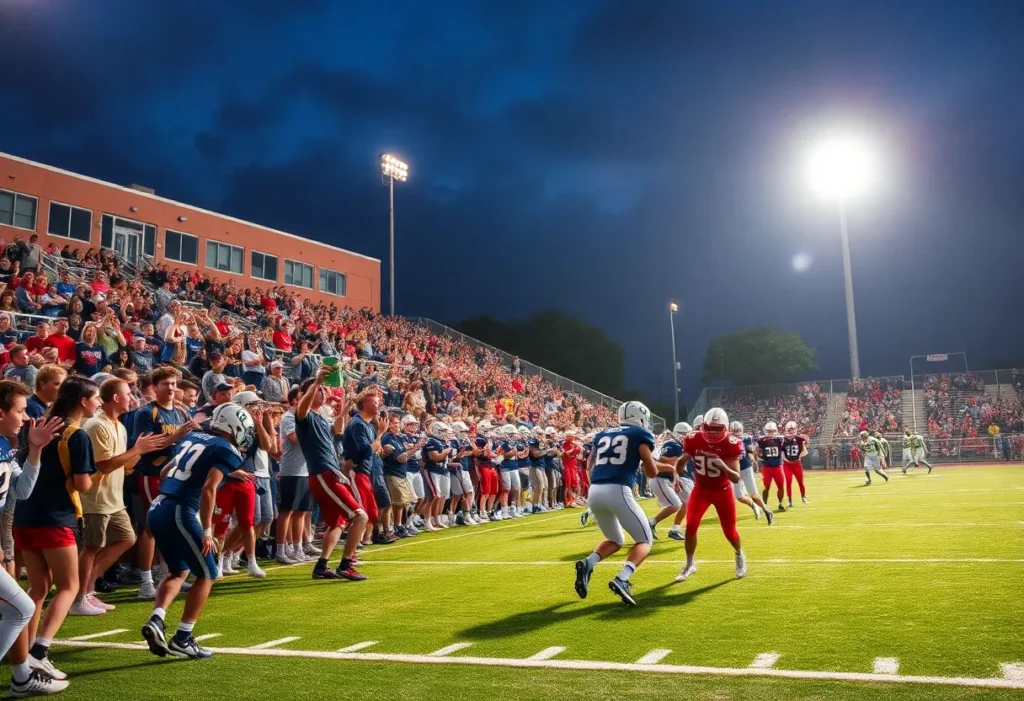 Georgetown High School football players in action during a game.
