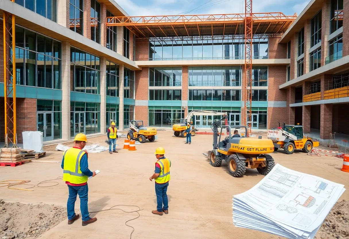 Construction site of new elementary and middle schools in Georgetown.