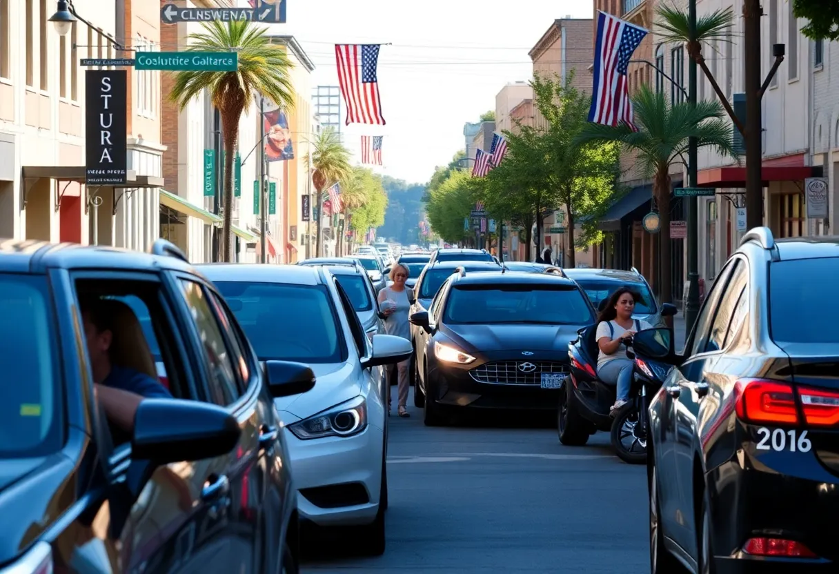 Residents of Georgetown using rideshare services to access community resources.