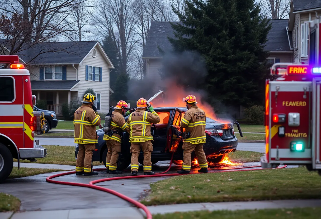 Georgetown Fire Department responding to a vehicle fire