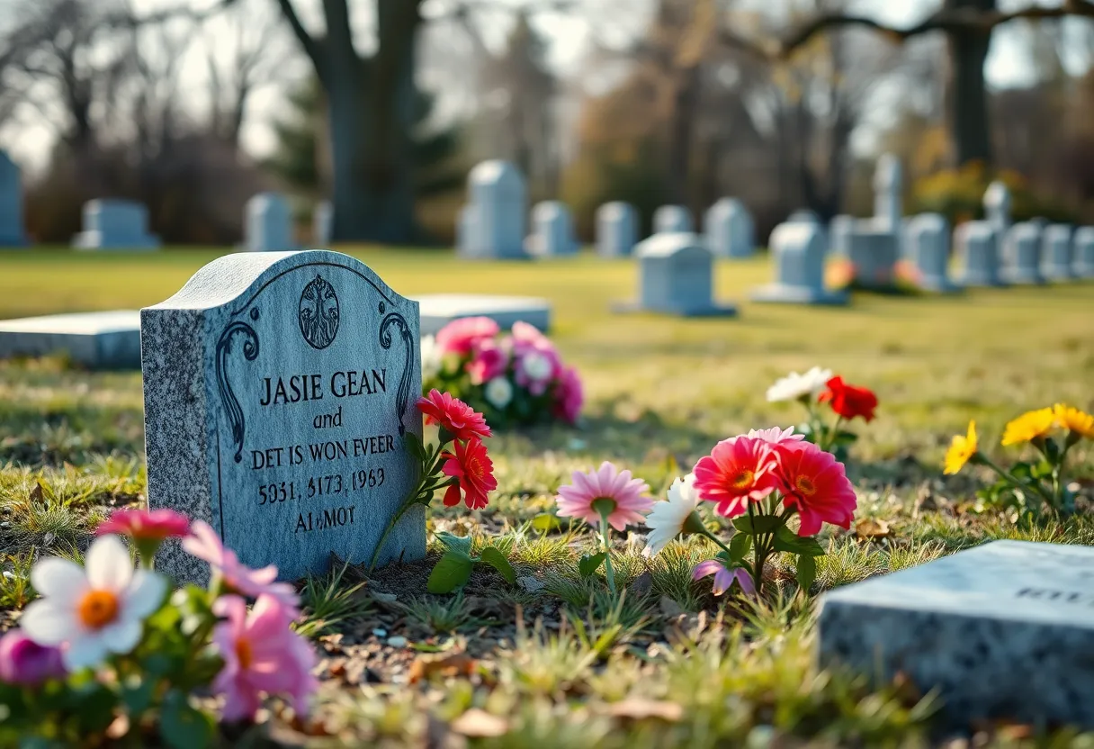 A peaceful graveside scene honoring Joan Carol Ward.