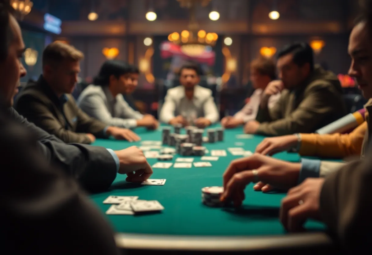 High stakes poker game depicting tension among players
