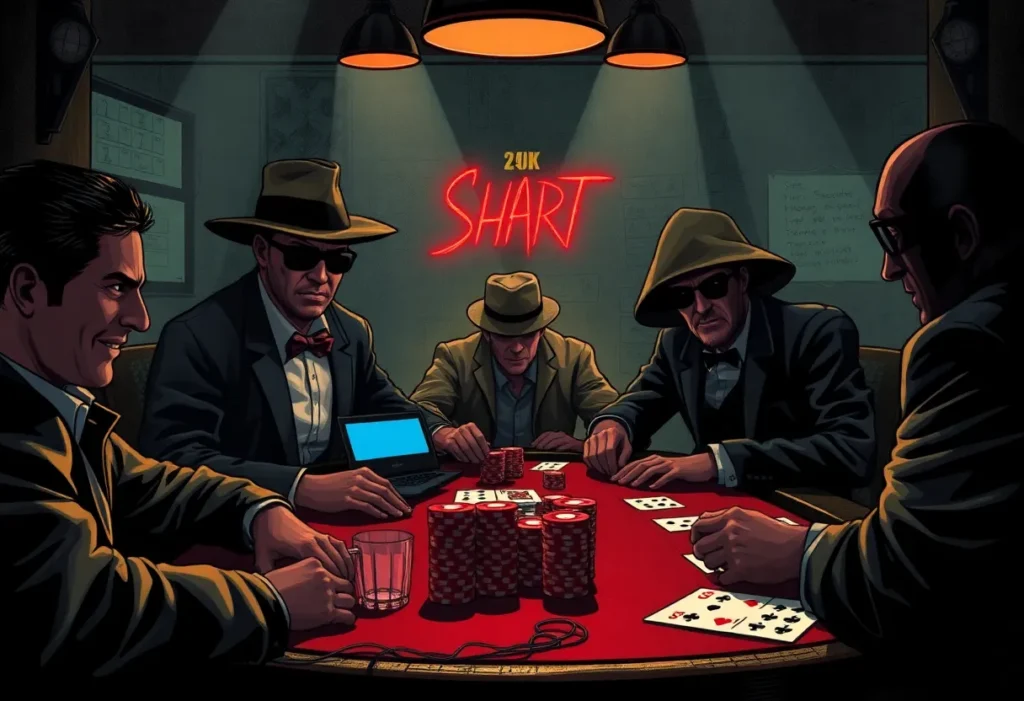 A dramatic representation of illegal poker games with cheating technologies