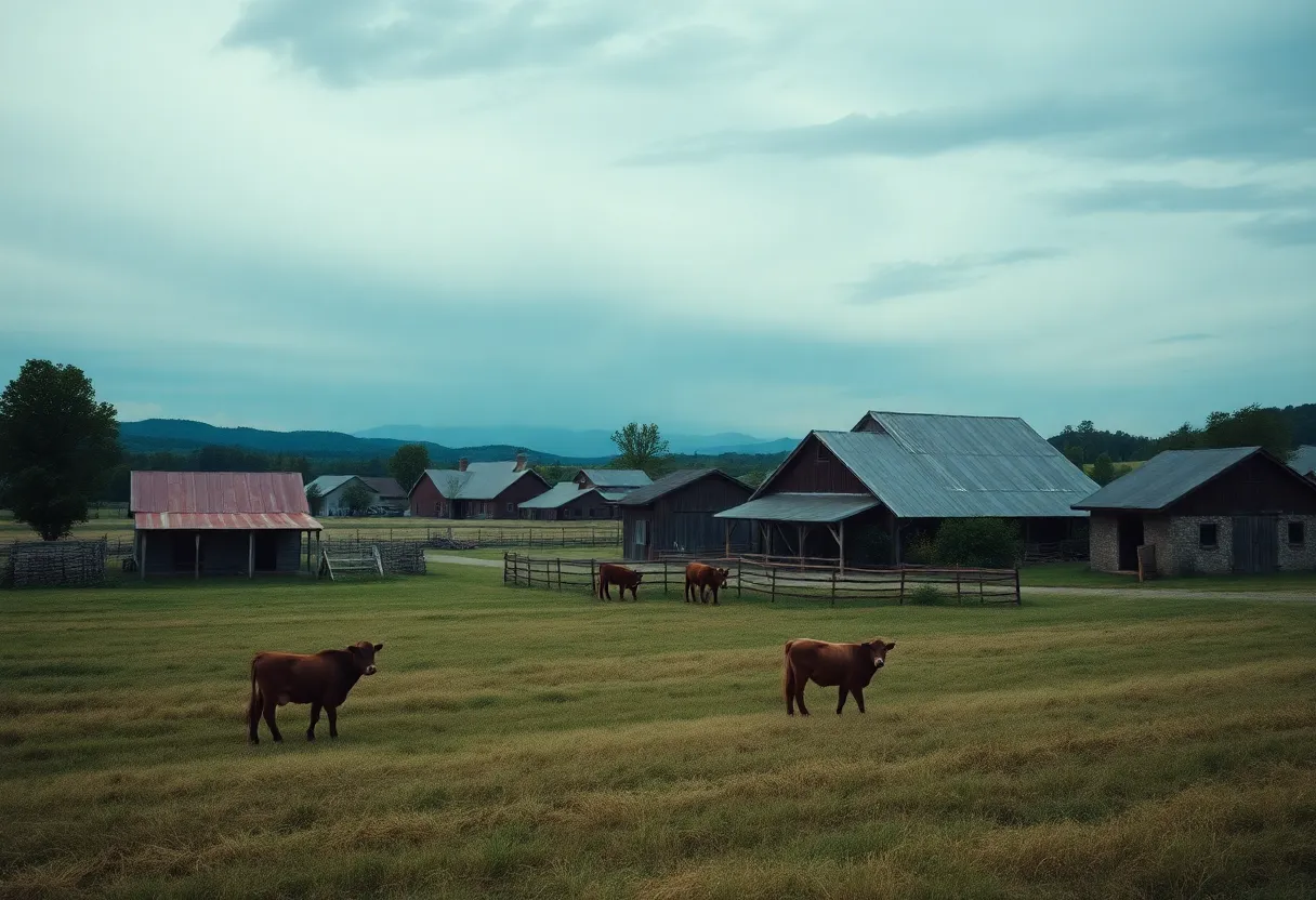 A tranquil farm scene symbolizing community and legacy