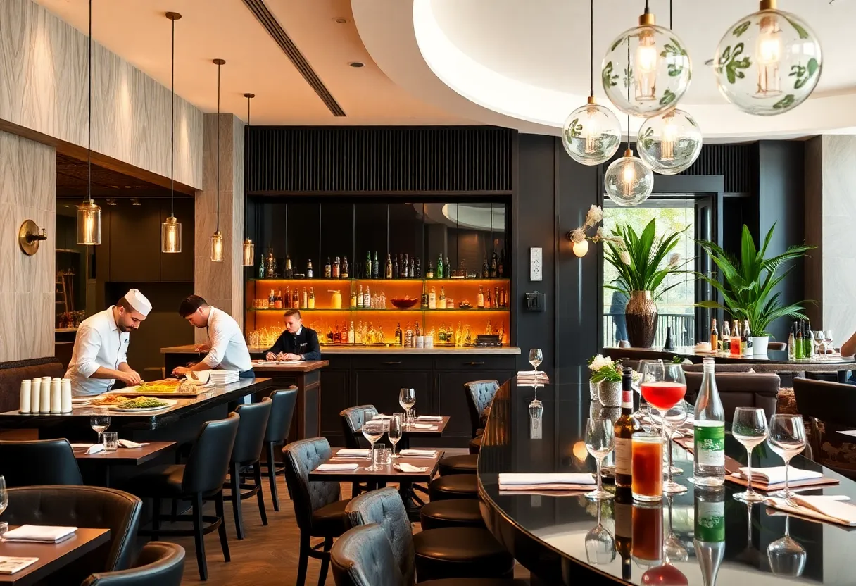 Interior of Juliet Italian Kitchen with chefs working