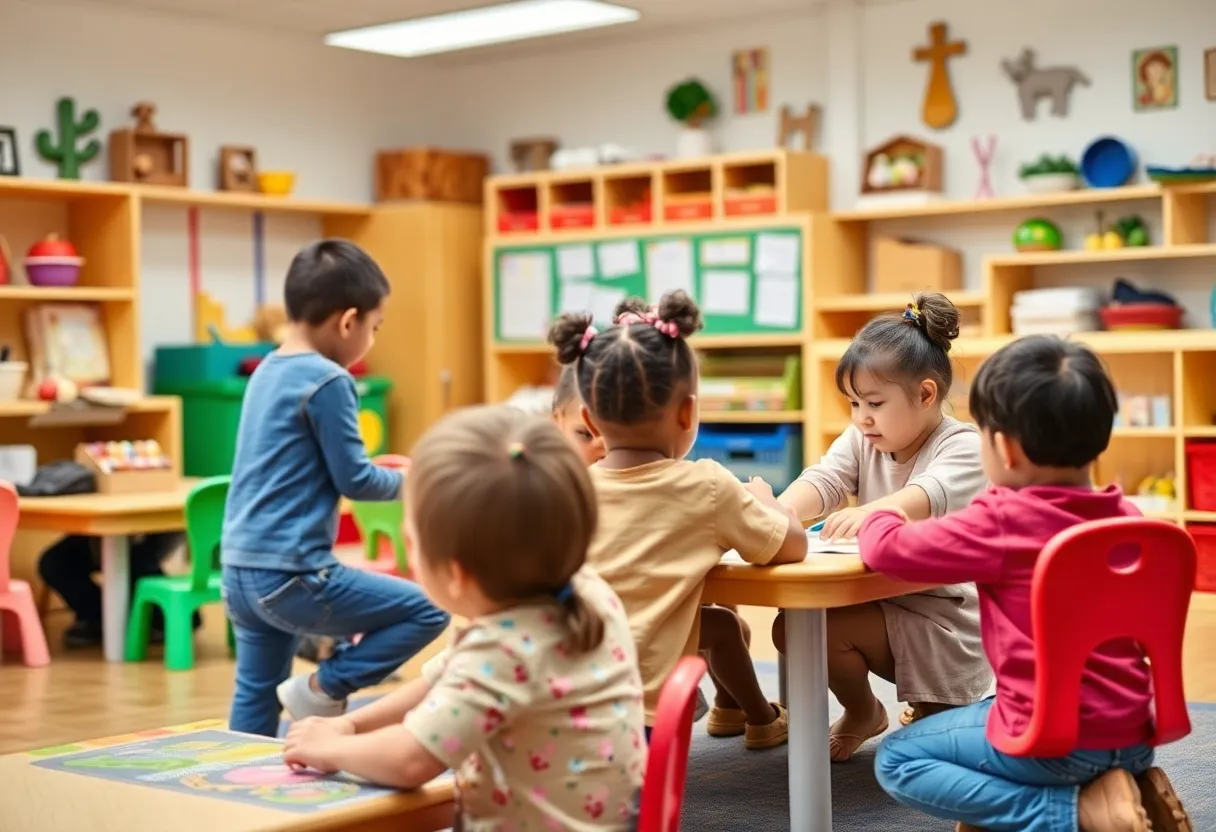 Children participating in educational activities at Leaps and Bounds Learning Center