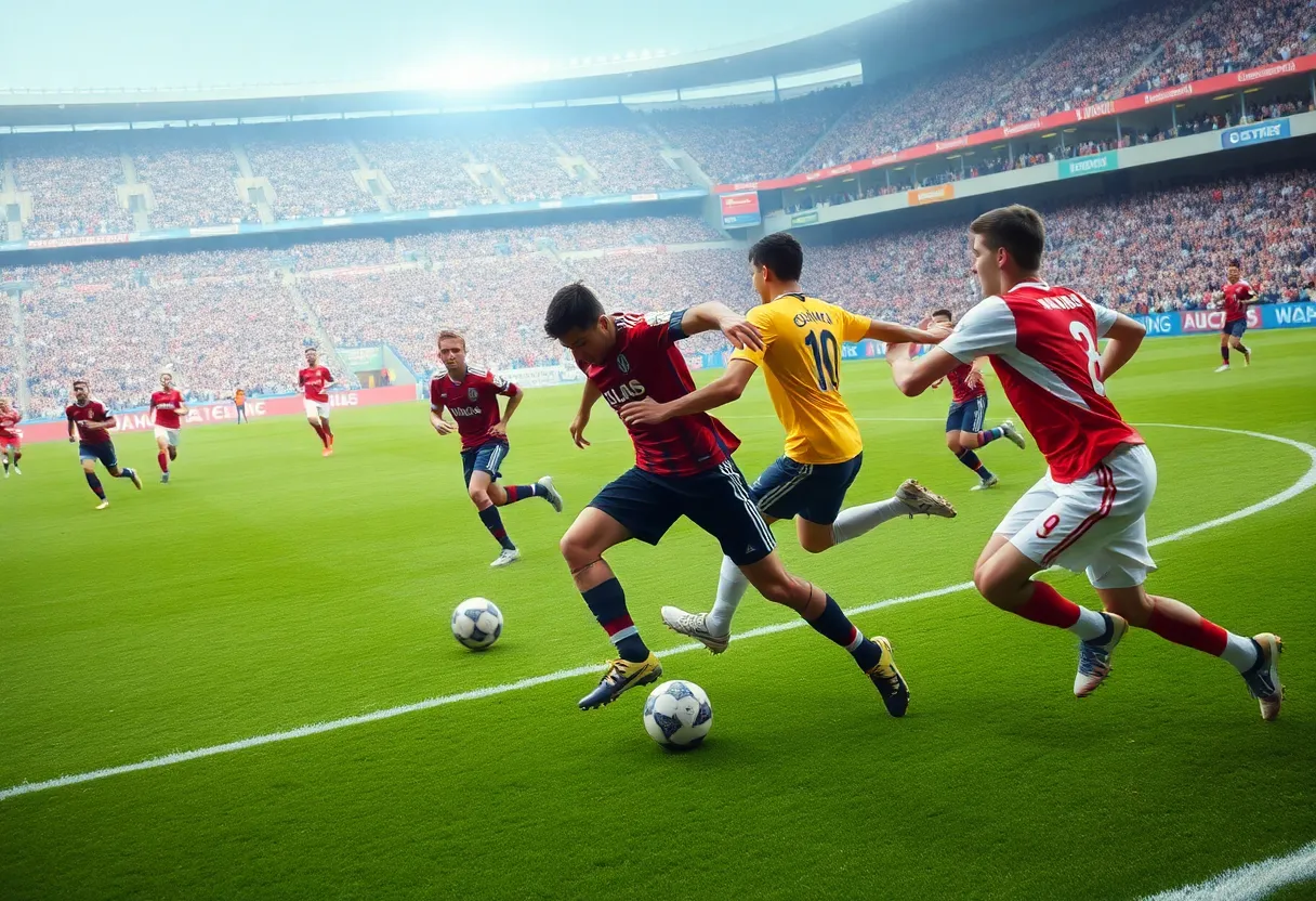 Soccer players in action during the championship match