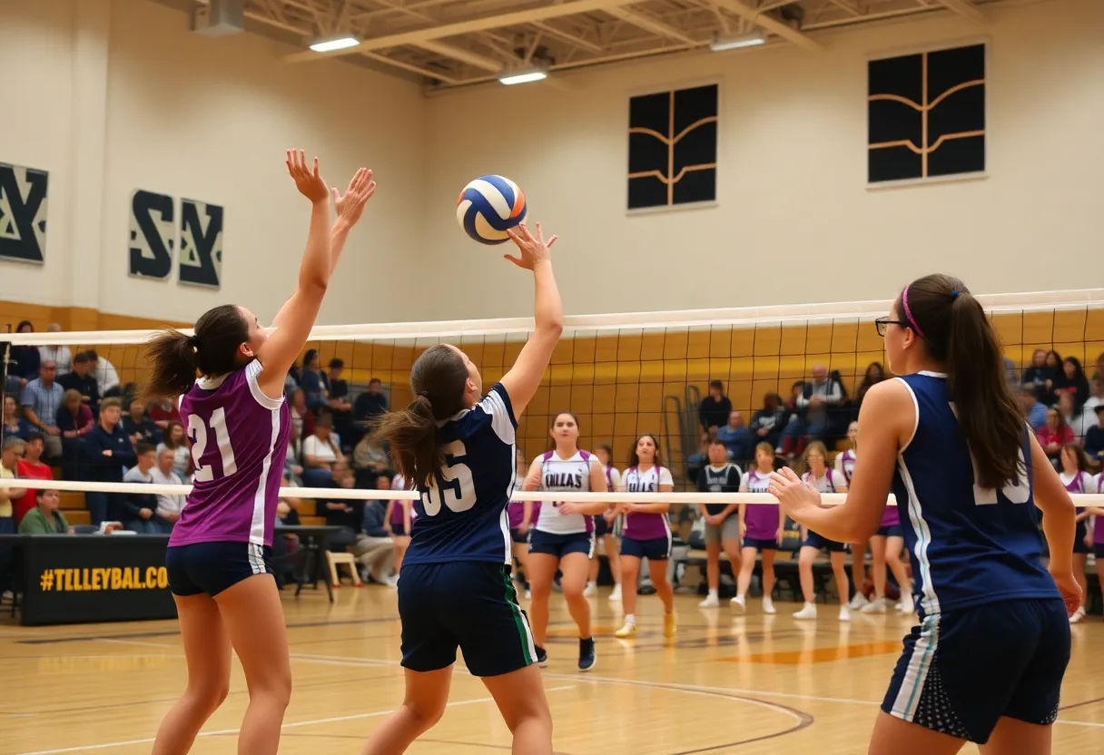 Providence College Volleyball team in action against Villanova