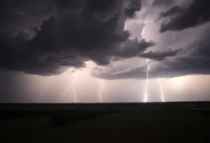 Dramatic view of storms forming over a Texas landscape.