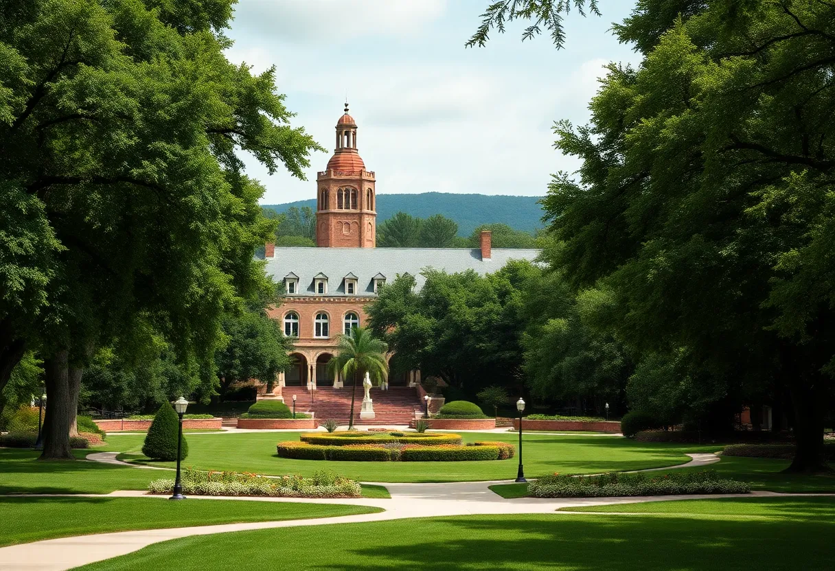 View of Southwestern University campus showcasing its historical architecture.