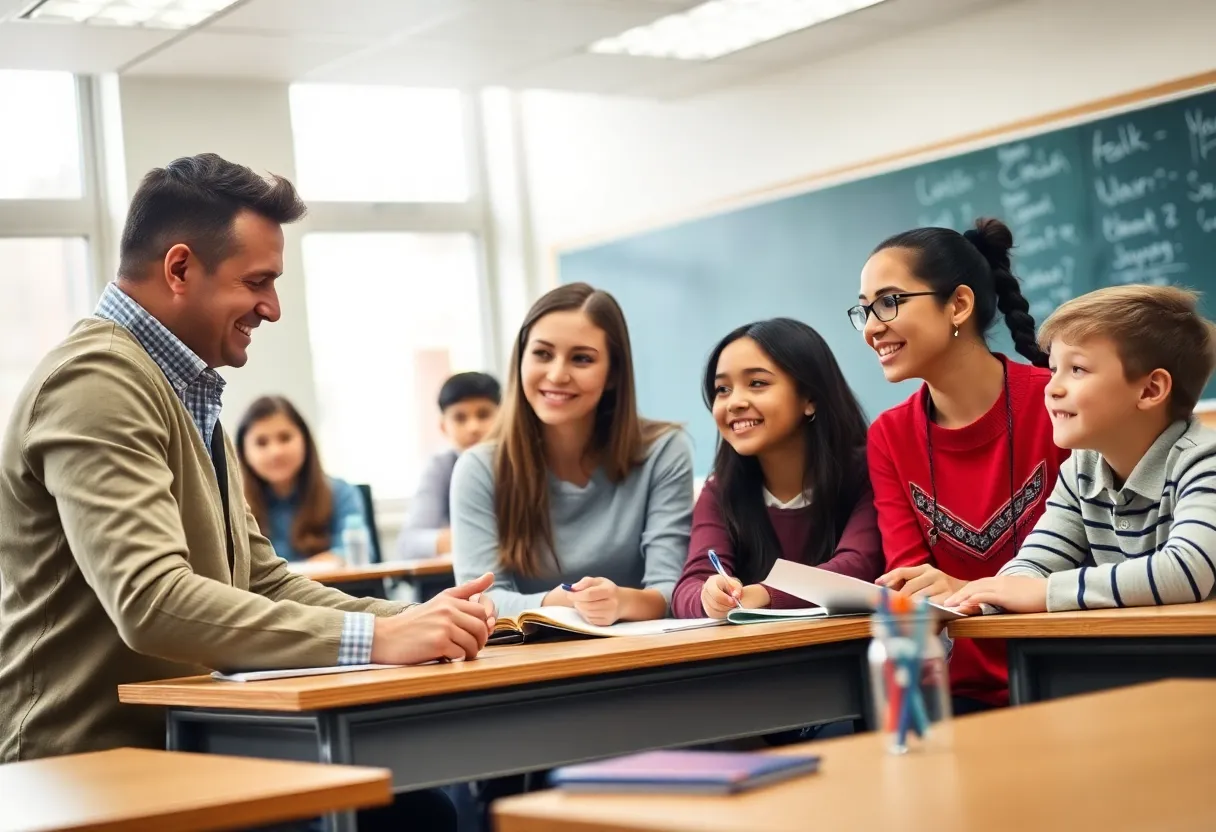 Teachers in a classroom engaging students in learning activities