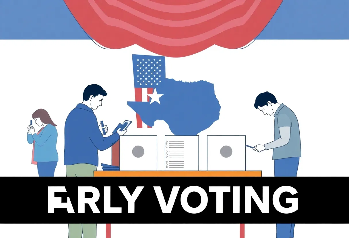 Voters participating in early voting at a polling location in Texas