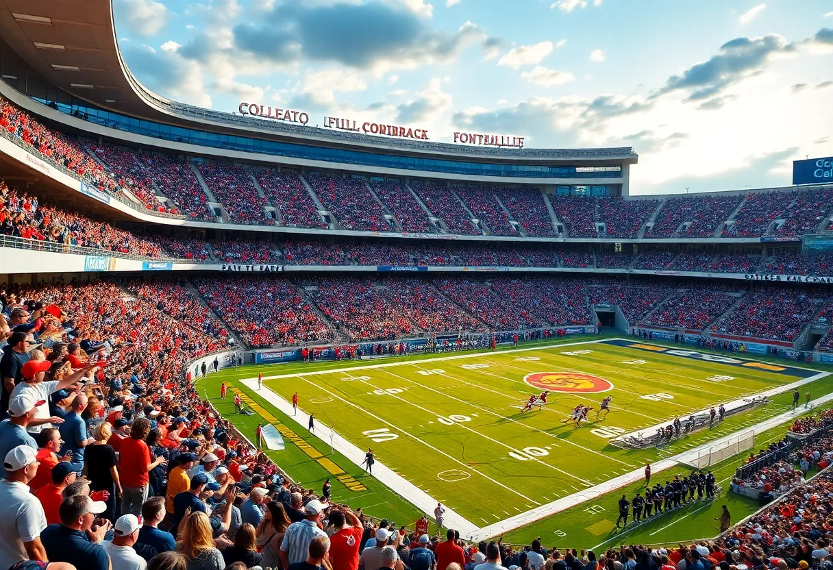 Trinity University football team celebrating during the game against Southwestern University
