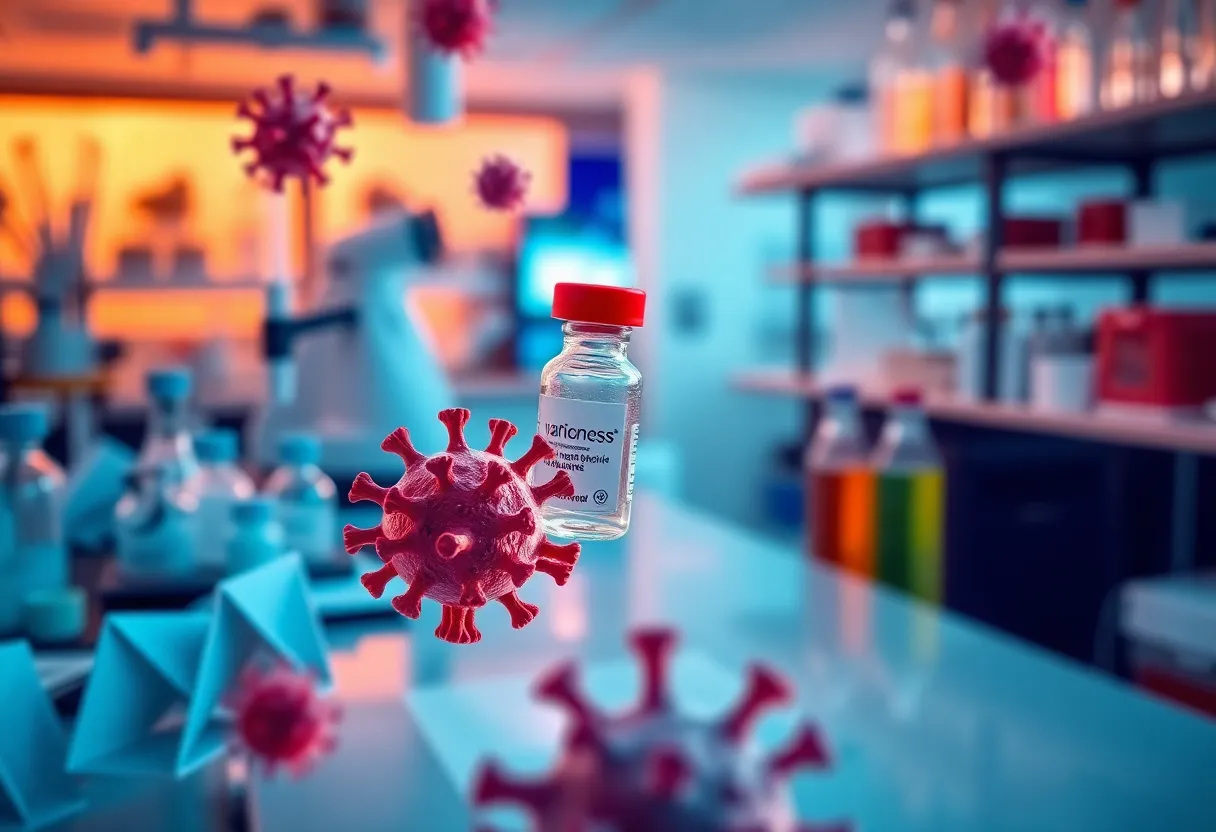 Conceptual image of virus research and vaccine development in a laboratory
